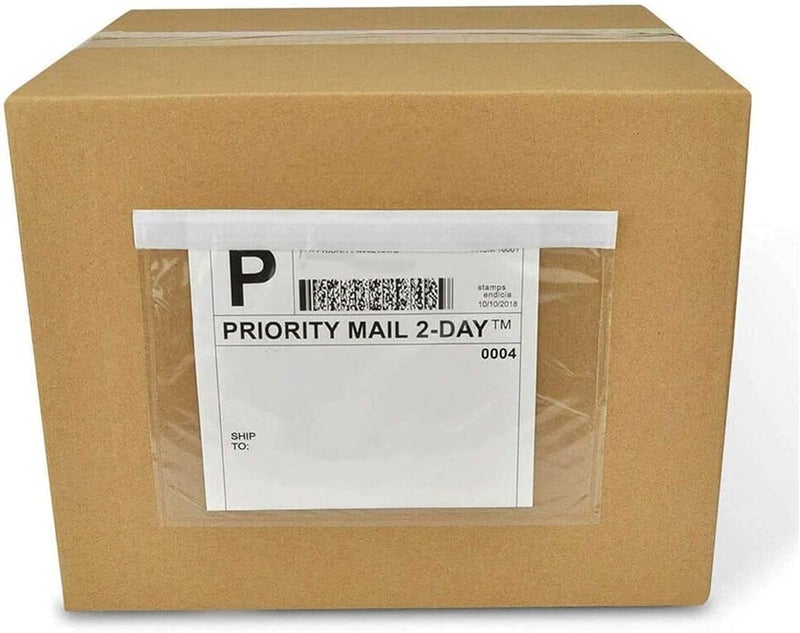 Tapsin 7.5'' x 5.5'' Packing List Pouches, Shipping Label Envelopes Clear Adhesive Top Loading Packing List - 200 Packs - Image 5